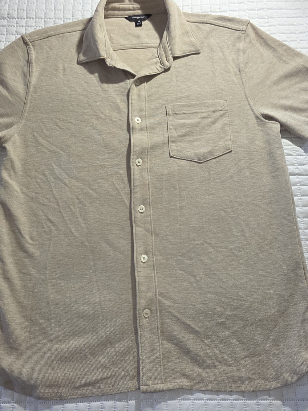 Banana Republic Tan Button-Down Shirt with Chest Pocket